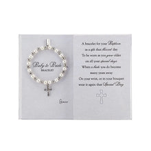 Load image into Gallery viewer, Bracelet - Baby to Bride - Brass with Pearl Accent - Stretch 8" with Cross Charm