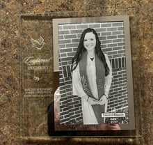 Load image into Gallery viewer, Picture Frame - Confirmation - Glass with White Script and Chrome/Mirror Border - 4" X 6" Photo - 6" X 6.5" Frame
