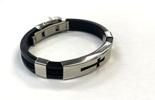 Load image into Gallery viewer, Bracelets-Brown or Black Silicone with Cross cut-out