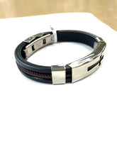 Load image into Gallery viewer, Bracelets-Brown or Black Silicone with Cross cut-out